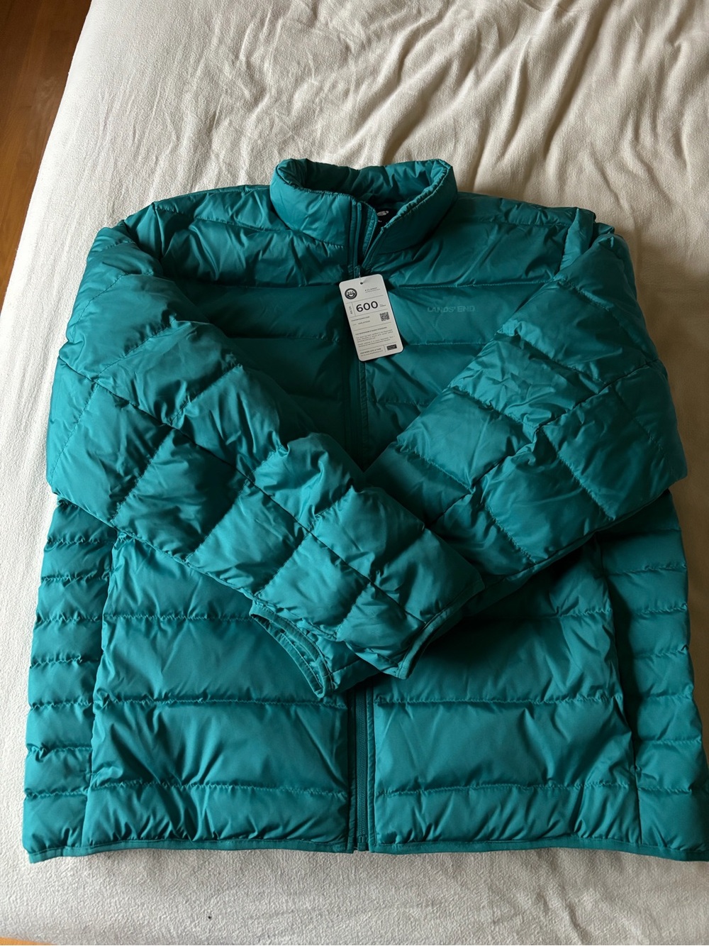 Lands' End Teal Quilted Puffer Jacket